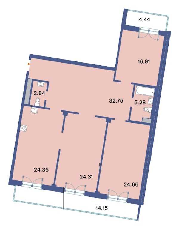 Трехкомнатная квартира в Группа ЛСР: площадь 138.5 м2 , этаж: 2 – купить в Санкт-Петербурге